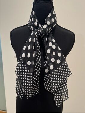 Black and White Polka Dot Lightweight Scarf